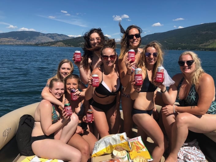 A group of girls on the kelowna boat tours with Beach Bum Tours