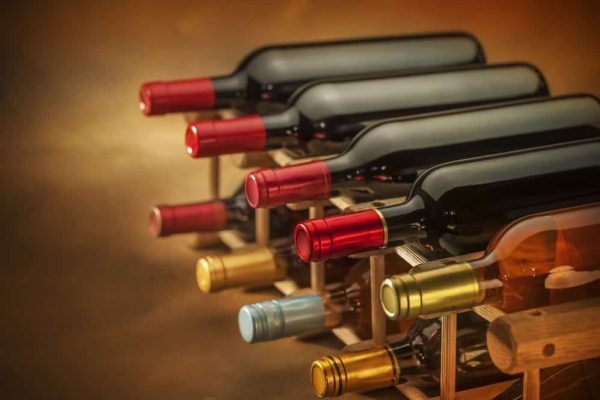 Wine bottles on a wine rack