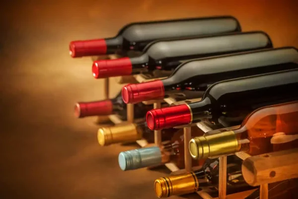 Wine bottles on a wine rack